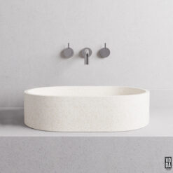 Margo Small Seamless Edge Terrazzo Stone Above Counter Basin White