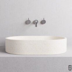 Margo Seamless Edge Terrazzo Stone Above Counter Basin White