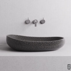 Milla Terrazzo Stone Above Counter Basin Black