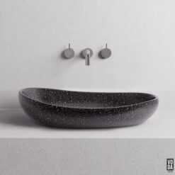 Milla Small Terrazzo Stone Above Counter Basin Black