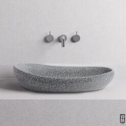 Milla Small Terrazzo Stone Above Counter Basin Grey