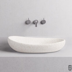 Milla Small Terrazzo Stone Above Counter Basin White