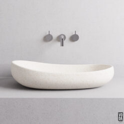 Milla Terrazzo Stone Above Counter Basin White