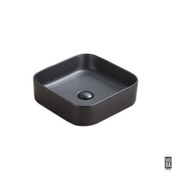 Kliff 370mm Square Ceramic Above Counter Basin Matte Black