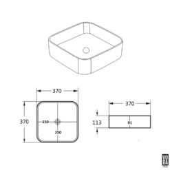 Alternative view of Kliff 370mm Square Ceramic Above Counter Basin Gloss White