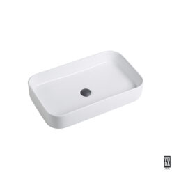 Kliff 500mm Rectangular Ceramic Above Counter Basin Gloss White