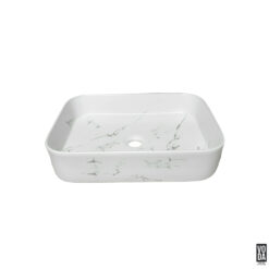 Kliff 500mm Rectangular Ceramic Above Counter Basin Matte Carrara White