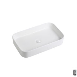 Kliff 500mm Rectangular Ceramic Above Counter Basin Matte White