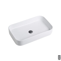Kliff 600mm Rectangular Ceramic Above Counter Basin Gloss White