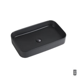Kliff 600mm Rectangular Ceramic Above Counter Basin Matte Black