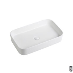 Kliff 600mm Rectangular Ceramic Above Counter Basin Matte White