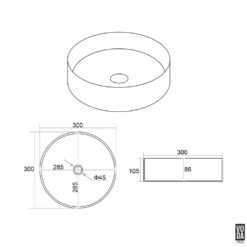 Alternative view of Olley 300mm Round Ceramic Above Counter Basin Gloss White