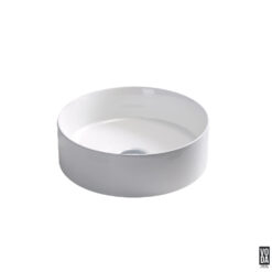 Olley 350mm Round Ceramic Above Counter Basin Gloss White