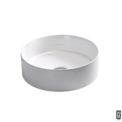 Olley 395mm Round Ceramic Above Counter Basin Gloss White