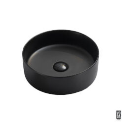 Olley 395mm Round Ceramic Above Counter Basin Matte Black