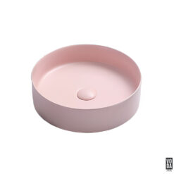 Olley 395mm Round Ceramic Above Counter Basin Matte Pink