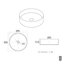 Alternative view of Olley 395mm Round Ceramic Above Counter Basin Gloss White
