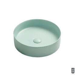 Olley 395mm Round Ceramic Above Counter Basin Matte Mint Green