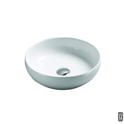 Oban 370mm Round Ceramic Above Counter Basin Gloss White