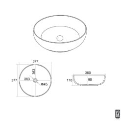 Alternative view of Oban 370mm Round Ceramic Above Counter Basin Gloss White