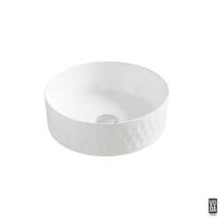 Ollia 360mm Round Diamond Texture Ceramic Above Counter Basin Gloss White