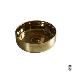 Ollia 345mm Round Textured Ceramic Above Counter Basin Silky Gold