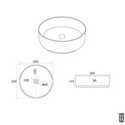 Alternative view of Ollia 345mm Round Textured Ceramic Above Counter Basin Gloss White with Clay Line Art