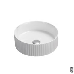 Olley 400mm Round Fluted Ceramic Above Counter Basin Gloss White