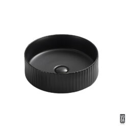 Olley 400mm Round Fluted Ceramic Above Counter Basin Matte Black