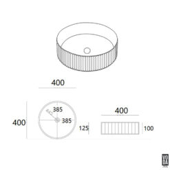 Alternative view of Olley 400mm Round Fluted Ceramic Above Counter Basin Gloss White