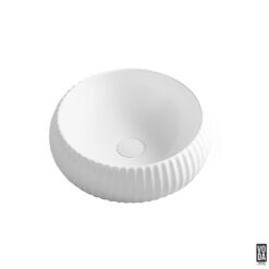 Oran 400mm Round Fluted Ceramic Above Counter Gloss White