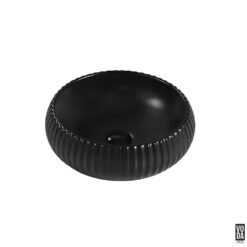 Oran 400mm Round Fluted Ceramic Above Counter Matte Black