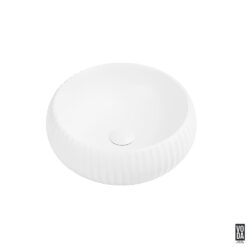Oran 400mm Round Fluted Ceramic Above Counter Matte White