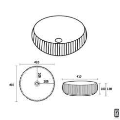 Alternative view of Oran 400mm Round Fluted Ceramic Above Counter Gloss White