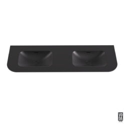 Aruro 1500mm x 500mm Double Bowl Solid Surface Stone Basin Matte Black