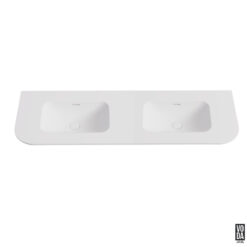 Aruro 1500mm x 500mm Double Bowl Solid Surface Stone Basin Matte White