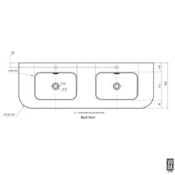 Alternative view of Aruro 1800mm x 500mm Double Bowl Solid Surface Stone Basin Matte White