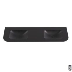 Aruro 1800mm x 500mm Double Bowl Solid Surface Stone Basin Matte Black