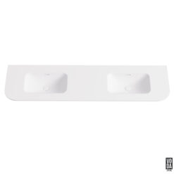 Aruro 1800mm x 500mm Double Bowl Solid Surface Stone Basin Matte White
