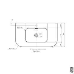 Alternative view of Aruro 1800mm x 500mm Single Bowl Solid Surface Stone Basin Matte White