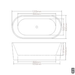Alternative view of 1200mm Agena Acrylic Freestanding Bath Gloss White