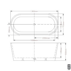 Alternative view of 1300mm Agena Acrylic Freestanding Bath Gloss White