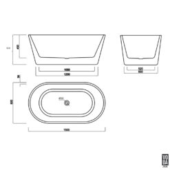 Alternative view of 1500mm Agena Acrylic Freestanding Bath Gloss White
