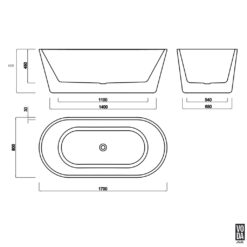 Alternative view of 1700mm Agena Acrylic Freestanding Bath Gloss White