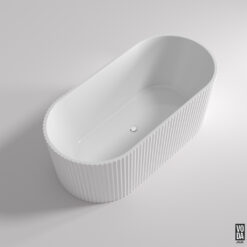 1500mm Agena Fluted Acrylic Freestanding Bath Gloss White