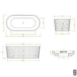 Alternative view of 1500mm Agena Fluted Acrylic Freestanding Bath Matte White