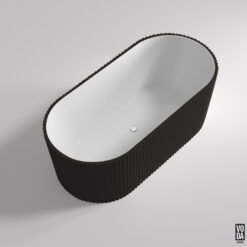 1705mm Agena Fluted Acrylic Freestanding Bath Matte Black