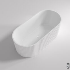1705mm Agena Fluted Acrylic Freestanding Bath Matte White