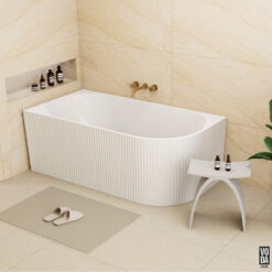 1705mm Binge Fluted Skirt Bath Left Matte White