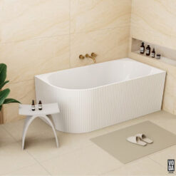 1705mm Binge Fluted Skirt Bath Right Matte White